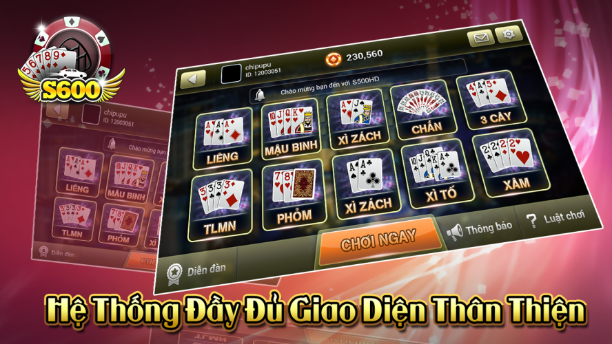 Trải nghiệm, thỏa sức đam mê game bài với cổng game đánh bài online s600