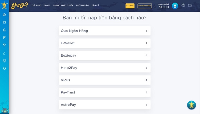 HappiStar đam mê cá cược thể thao rút ngay tiền tươi