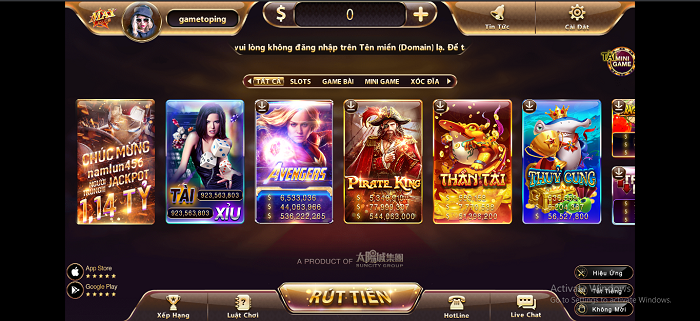 Giao diện game bài đổi thưởng May Club